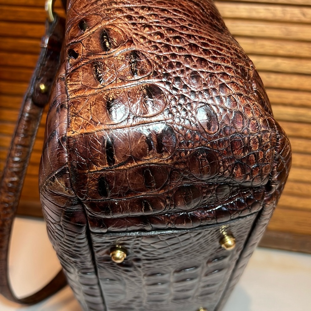 Brahmin Colette Melbourne croc embossed leather in pecan brown shoulder bag - Picture 12 of 17